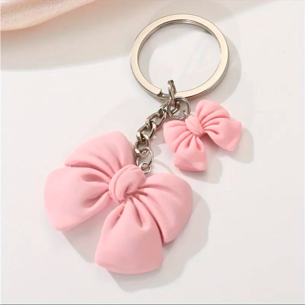 Pink Bow Block Pendant Coquette Keychain Bag Charm Keychain 🎀